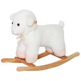 Lamb Rocking Horse, Plush Animal Rocking Horse, Wooden, White, Ride on Toy for 1 year old Boys & Girls