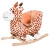 Giraffe Plush Wooden Rocking Horse, Animal Chair with Sound, Brown, for Boys & Girls