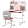 Height‑Adjustable Kids Desk & Chair Set – Tilt Desktop Study Station with Storage, Pink