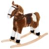Plush Rocking Horse for Kids, Brown, Realistic Sounds, Ride-On Toy for Children 3+