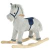 Plush Kids Rocking Horse in Gray White, Toddler Ride-On Toy for 36-72 Months, Soft & Safe, Perfect Gift for Boys & Girls