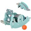 3-in-1 Portable Slide & Rocking Horse with Basketball Hoop, Indoor Outdoor Playground Toy for Toddlers 3-5 Years, Green