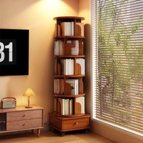 Upgraded 360° Rotating Bookshelf – 6‑Tier Corner Bookcase w/ Wheels for Small Spaces