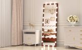 Hollywood Full Length Mirror with Lights Full Body Vanity Mirror with 3 Color Modes Wall Lighted Standing Floor Mirror for Dressing Room Bedroom Hotel