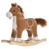 Plush Rocking Horse with Sounds, Wooden Rockers & Base for Toddlers 36-72 Months, Cozy Toddler Rocking Chair