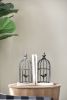 Set of 2 Distressed Black Bird Cage Bookends – Antique White Finish