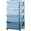 30" 4 Tier Kids Storage Unit Dresser Tower w/ 4 Drawers, Blue