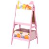 Doubel-Sided Easel for Kids w/ Whiteboard, Chalkboard, Storage Boxes, Blue