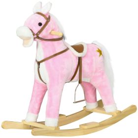 Toddler Pink Animal Rocking Horse with Sound and Saddle, Fun Gift for Kids 3+ Years