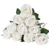Artificial Flowers, 60 pcs Real Looking White Foam Fake Roses Bulk, White Faux Bridal Shower with Stems for DIY Wedding Bouquets