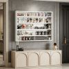 White 5-Tier Display Cabinet, Wall-Mounted Display Case with 2 Glass Doors and Adjustable Shelves