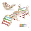 Pikler Triangle Set, 9-in-1 Toddler Climbing Toys Indoor, with Xylophone, Cushion, Triangle, Arch, and Ramp, 150 lbs Load