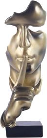Thinker Statue, Silence is Gold Abstract Art Figurine,Modern Home Resin Sculptures Decorative Objects,Table Top Decor for Livingroom Home Decor,Office