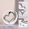 White and Silver Home Decor Porcelain Heart Decor - for Living Room Entryway Coffee Dining Table Shelves, Wedding