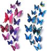 24pcs 3D Vivid Special Man-Made Lively Butterfly Wall Stickers Removable Butterflies Wall Decals 3D Nursery Art Decor for Kids Girls Bedroom Living Ro
