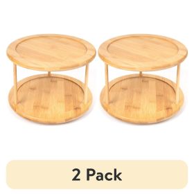 2‑Pack Bamboo 2‑Tier Turntable Organizer – 10" Rotating Spice & Pantry Rack