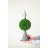 Faux Boxwood Topiary Sphere on Metal Spire – 17"