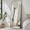 71"x26" Full Length Rectangular Mirror Wall or Leaning Aluminum Alloy Frame with Stand Black