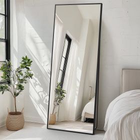 71"x26" Full Length Rectangular Mirror Wall or Leaning Aluminum Alloy Frame with Stand Black