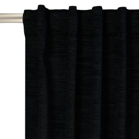 Textured Solid Chenille Blackout Single Curtain Panel, Black, 50"W x 108"L