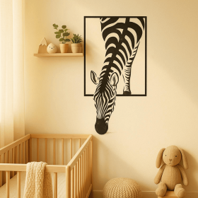 Modern Zebra Metal Wall Art – Black & White Wildlife Sculpture