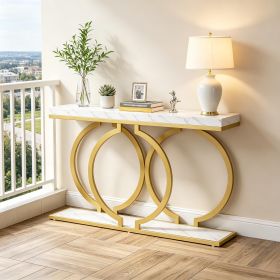 55 Inch Console Table Narrow Entryway Sofa Table with Geometric Metal Frame Living Room Decorative Table
