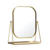 Round Edge Tabletop Easel Mirror with a Modern Gold Finish Vanity Mirror 7" x 5"