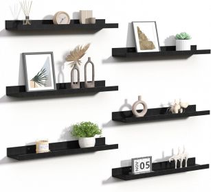 Floating Shelves for Wall, 23.6 Inch Shelves for Decor Storage Set of 6, Wall Mounted Wood Shelf for Bedroom