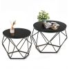 Small Round Coffee Table Set of 2, Nesting Side Tables for Living Room or Bedroom, Modern Accent End Tables,Black