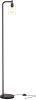 Industrial Floor Lamp with Glass Shade - Black, LED Bulbs, Foot Pedal Switch, Easy Assembly