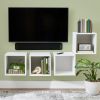 Wall Mounted Cube Shelves, Set of 4, White Texture Finish