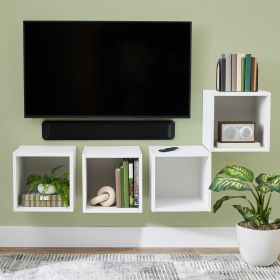 Wall Mounted Cube Shelves, Set of 4, White Texture Finish