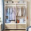 Freestanding Walk-In Closet Organizer – Rustic Garment Rack with Drawers & Shelves