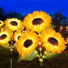 Solar Sunflower Garden Lights 6 Pack, IP44 Waterproof LED Outdoor Flower Stake Lights for Patio Lawn Yard Pathway