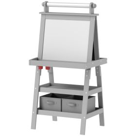 3‑in‑1 Standing Kids Easel – Chalkboard, Magnetic Whiteboard & Paper Roll