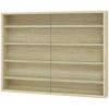 5-Tier Display Cabinet, Wall-Mounted Display Case with 2 Glass Doors and Adjustable Shelves, Oak