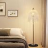 3-Light Elegant Crystal Floor Lamp – Vintage Waterfall Design with Cascading Crystal Beads and Marble Texture Base for Living Room, Bedroom