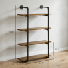 4-Tier Industrial Pipe Floating Shelves Wall Mounted Rustic Brown Metal Frame Display Rack 1' Thickness for Farmhouse Kitchen Bar