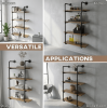 4-Tier Industrial Pipe Floating Shelves Wall Mounted Rustic Brown Metal Frame Display Rack 1' Thickness for Farmhouse Kitchen Bar