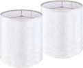 Tall Drum Lamp Shades Set of 2 Light Beige Tree Bark Textured linen Lamp shade