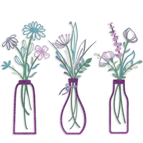 3 Pieces Metal Vase Flowers Wall Arts - Rustic Farmhouse Style Décor Metal Wall Art Black Minimalist Flower Natural Themed Wall Decors for Home Bedroo