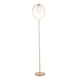 Moon Contemporary Floor Lamp in Gold Metal and Frosted Glass by