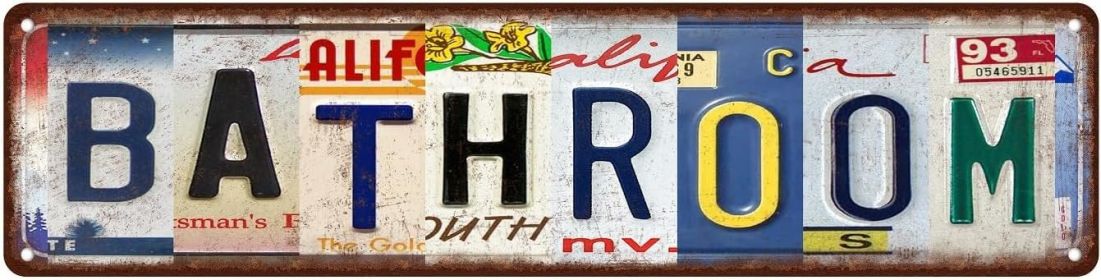 Vintage Bathroom Metal Tin Signs Street Signs Home Wall Decor 16 x 4 Inches