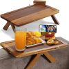 Acacia Couch Arm Tray Table – Fits Sofa Arms up to 8.8" Wide, 3 in 1 Adjustable Couch Arm Table with 360° Rotating Phone Holder, Wire Holder & Non-Sli