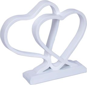 White Heart Sculpture for Living Room Decor Heart Decoration Gift for Her and Him Love Wedding Anniversary Couples Gift Modern Heart Statue for Home C