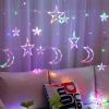 Multi colored 11.5 foot decorative starry sky string screen light, moon and star LED night light suitable for home decoration parties