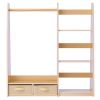 Kids Dress Up Storage, with Mirror, Dress Up Closet, Toddler Wardrobe Closet for Little Girls, Armoire with Shelves & Bottom Tray, Costume Organizer