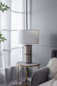 D16x24.4" Hammered Iron Table Lamp with Mango Wood(Lamp Shade Assembly Required)