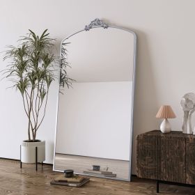 Full Length Mirror 36x66 Inch Vintage Ornate Arched Floor Mirror Metal Framed Mirror Dressing Mirror Oversized Wall Mirror, for Entryway, Living Room