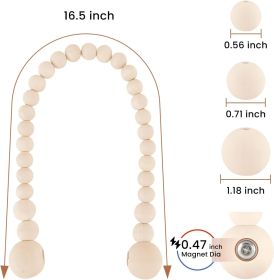 Magnetic Curtain Tiebacks, Curtain Holdbacks for Curtains 2 Pack, Wood Bead Curtain Holders for Boho Bedroom Decor, Baby Nursery Decor